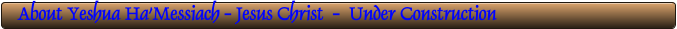 About Yeshua Ha'Messiach - Jesus Christ  -  Under Construction
